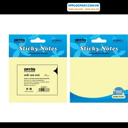 Giấy ghi chú (giấy note, giấy dính) Batos TN-B34Y-1 3inchx4inch